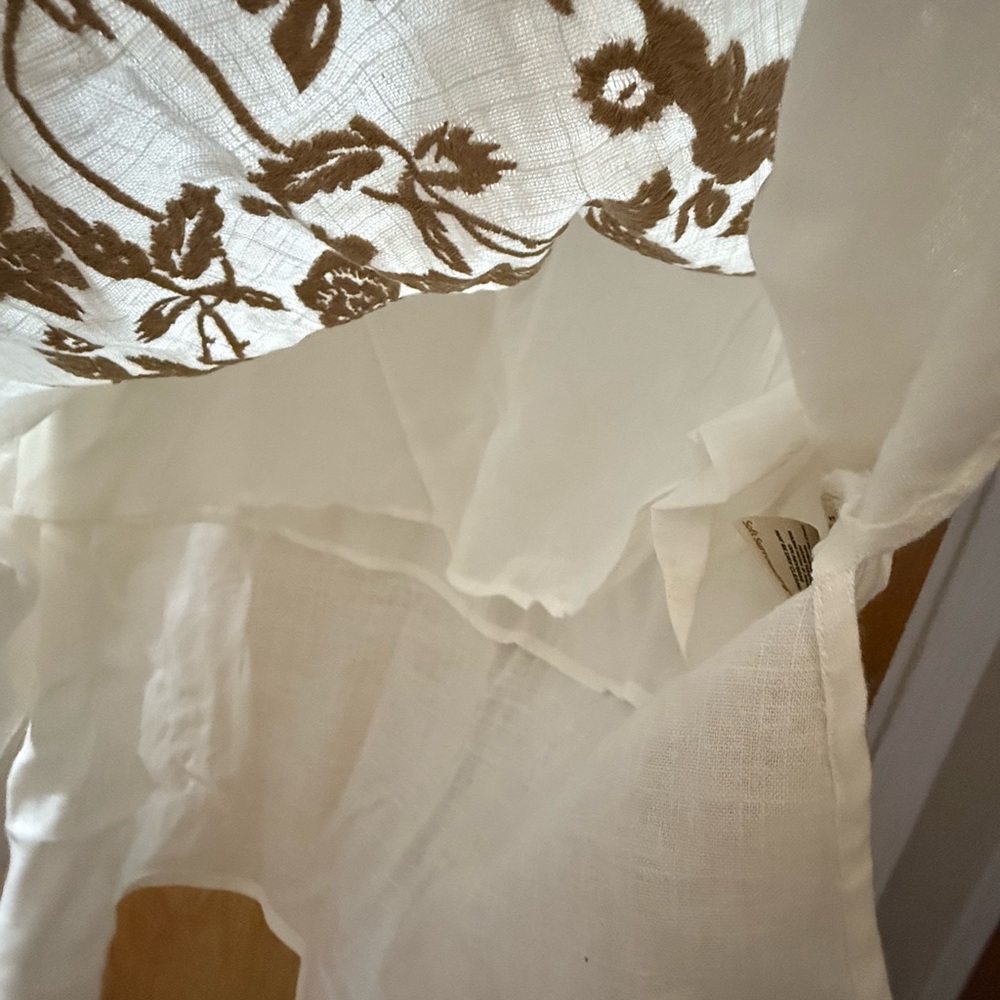 Soft Surroundings White Dress with Brown Embroidery NWT - Picture 9 of 11